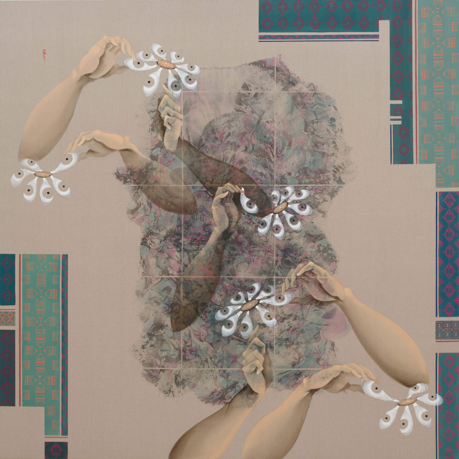 Hayv Kahraman, Eye plants in Blue, 2024