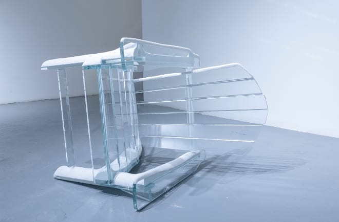 RYAN GANDER, A toopled Adirondack chair after a snowfall, 2022
