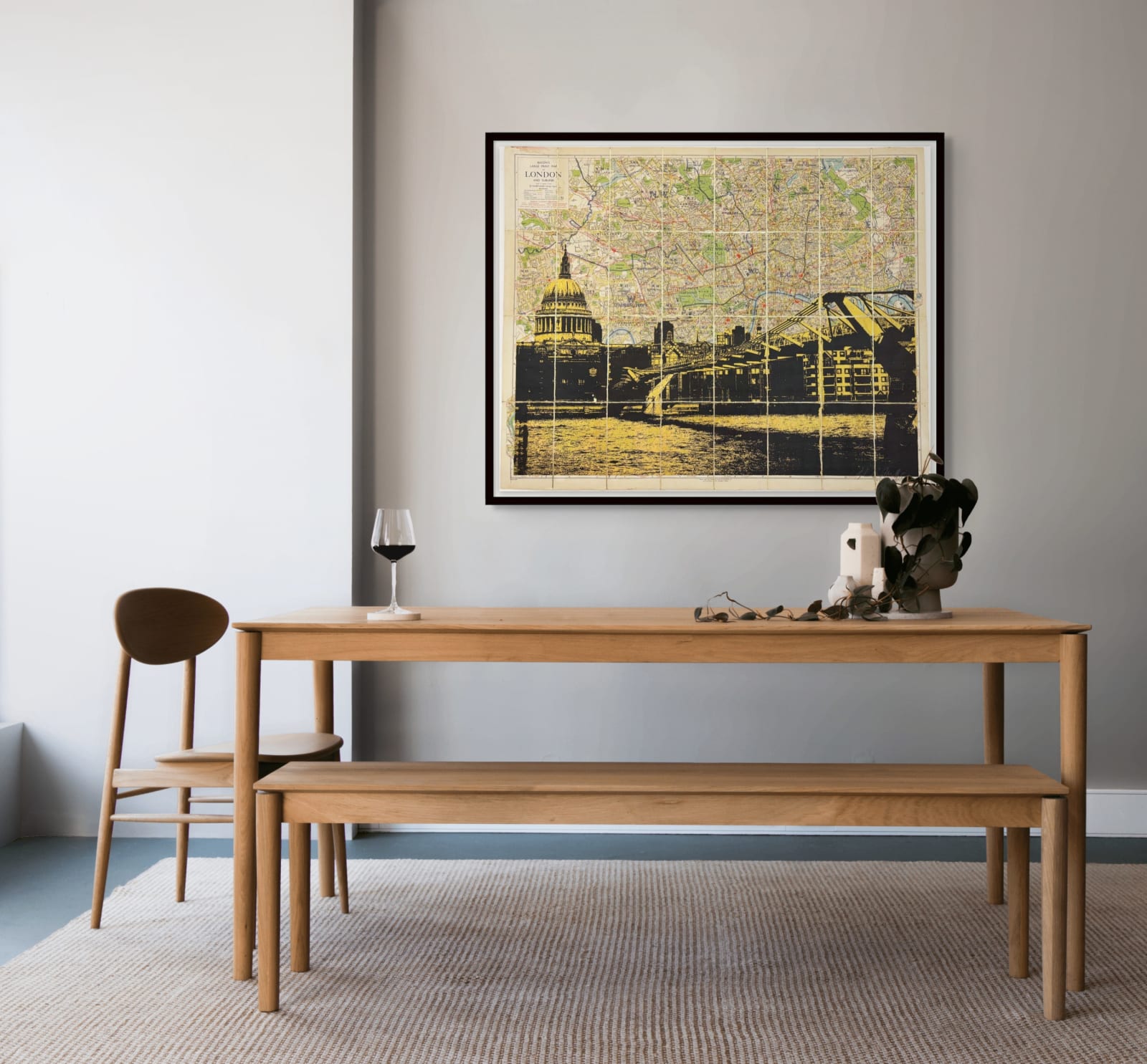 Angela Morris-Winmill, St Paul's and Millennium Bridge, Gold Ink, 2025
