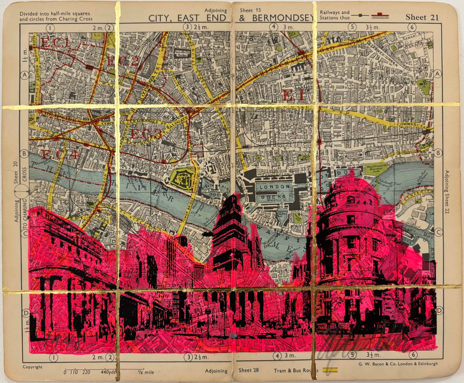 Angela Morris-Winmill, City of London, Pink Ink, 1911
