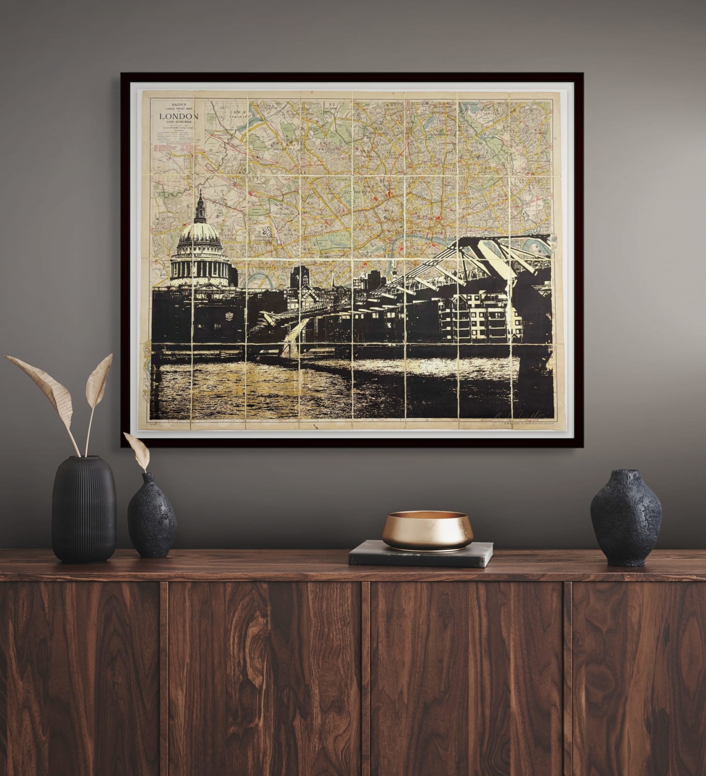 Angela Morris-Winmill, St Paul's and Millennium Bridge, Gold Leaf, 2025