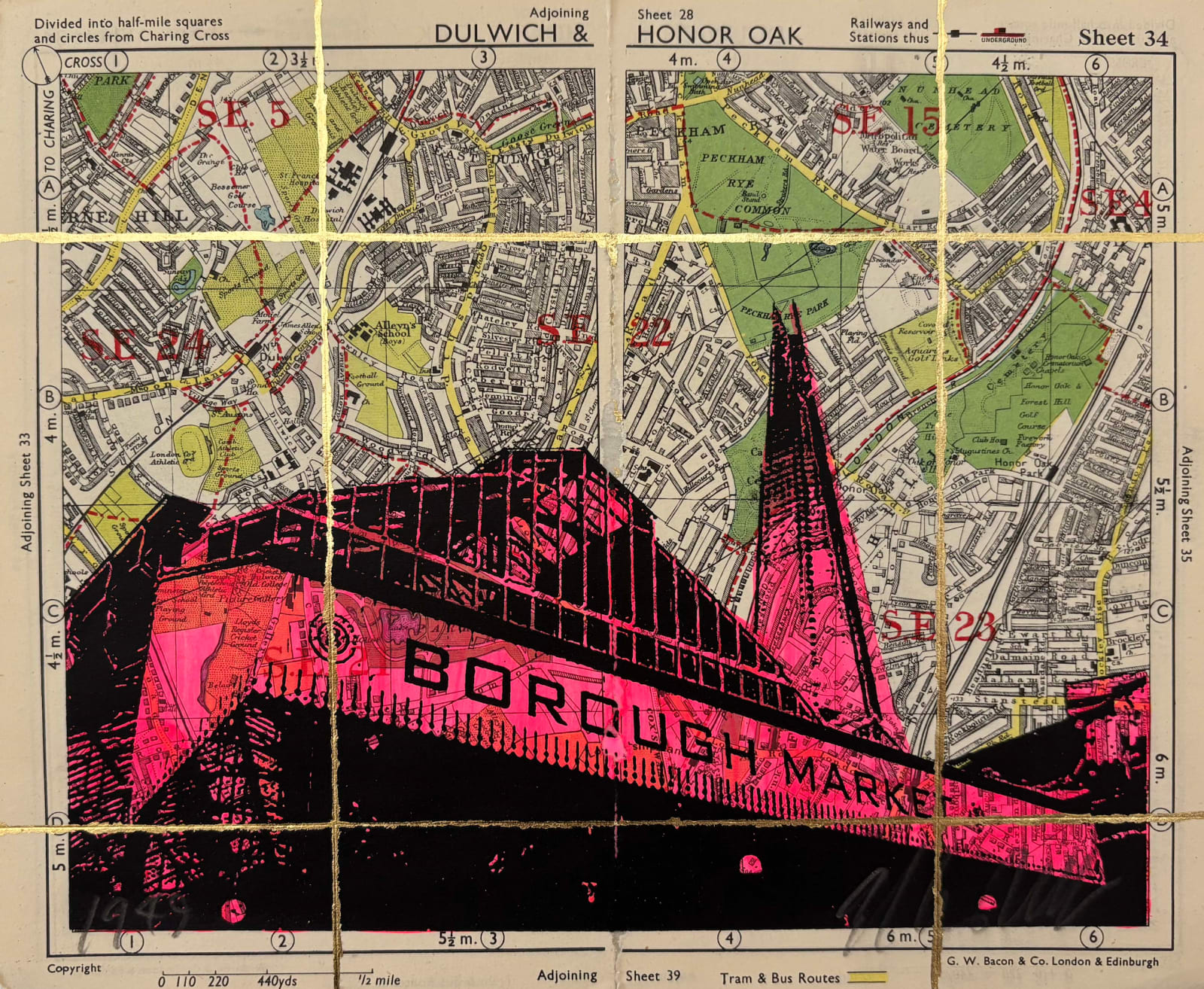 Angela Morris-Winmill, Borough Market, Pink Ink, 1949