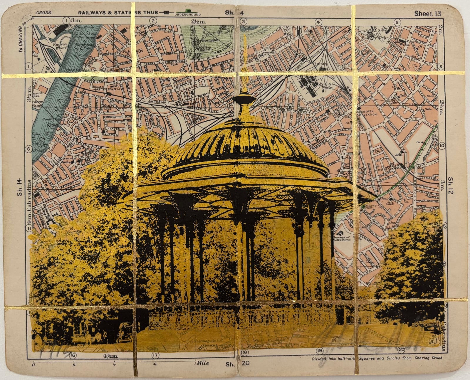 Angela Morris-Winmill, Clapham Common, Gold Ink, Commission