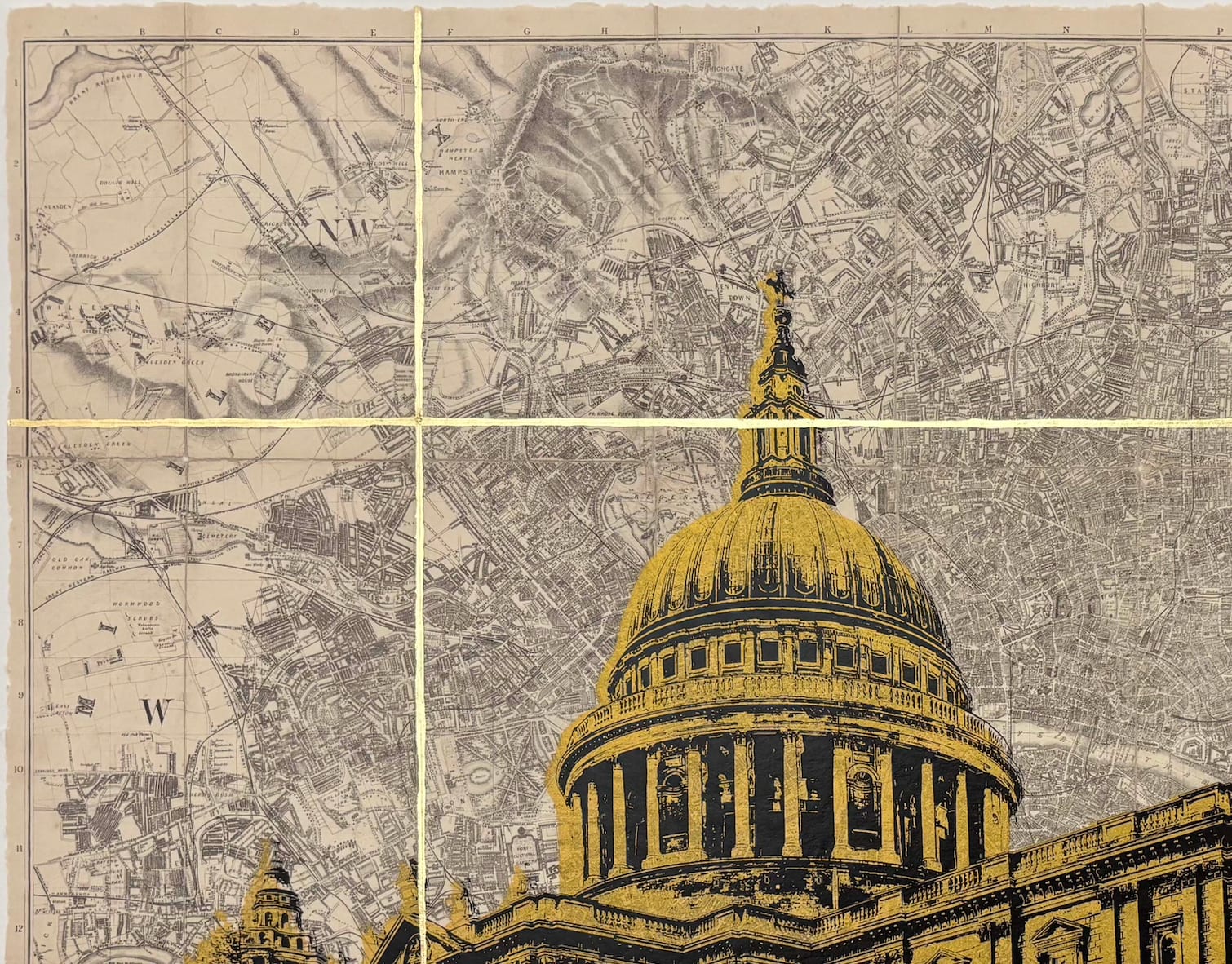 Angela Morris-Winmill, St Paul's Cathedral, Gold Ink (Unframed)