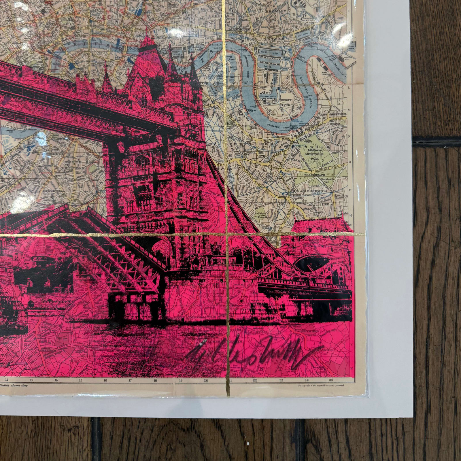 Angela Morris-Winmill, Tower Bridge, Pink Ink (Unframed)