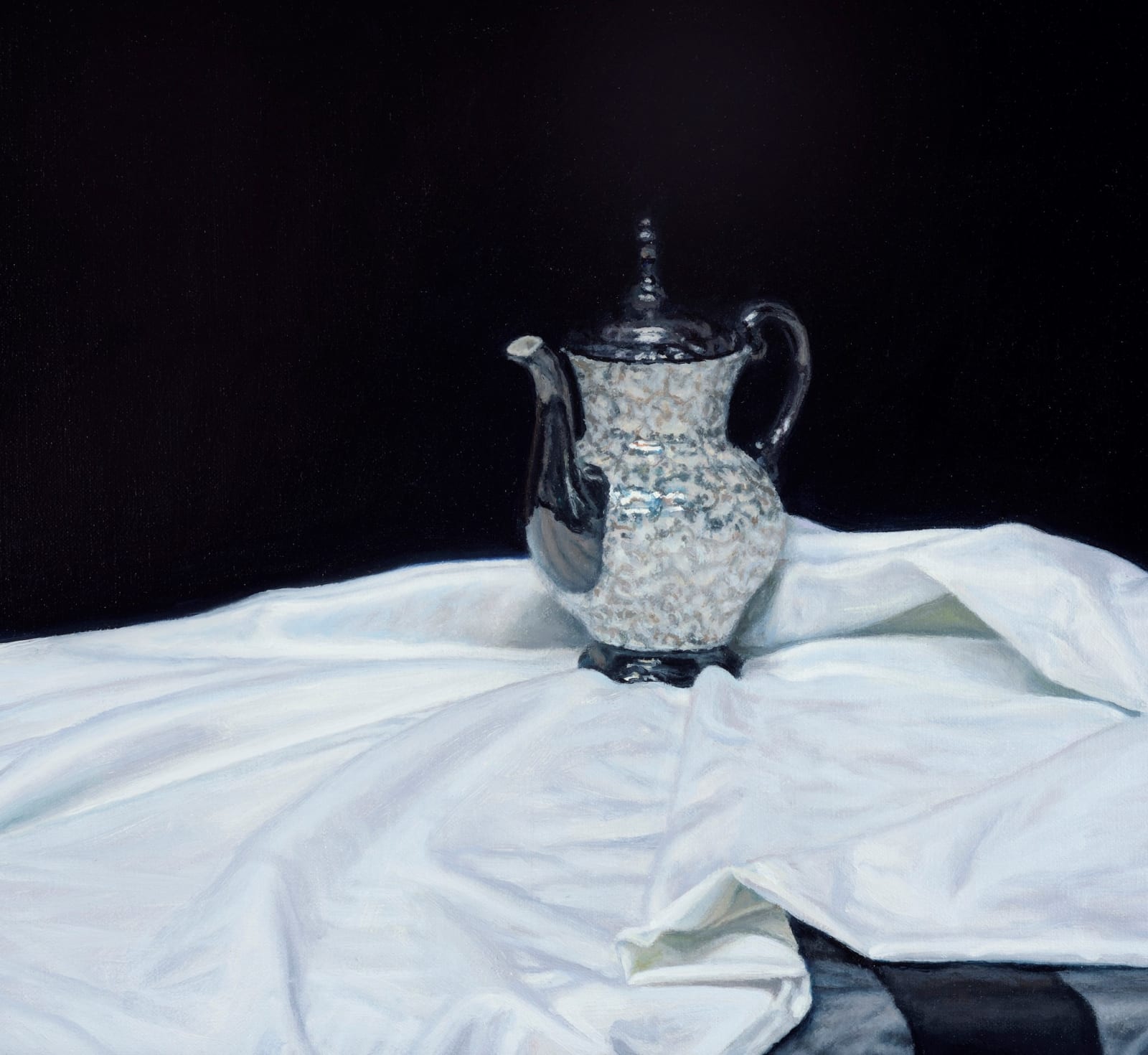 Craig Wylie, Thinking of the Northern Renaissance Still Life in Black and White with Coffee Pot and Stripe, 2014