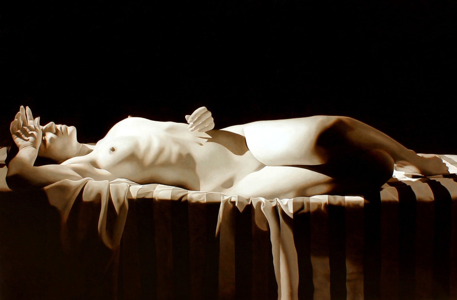 Toby Boothman, Reclining Nude with Striped Drape