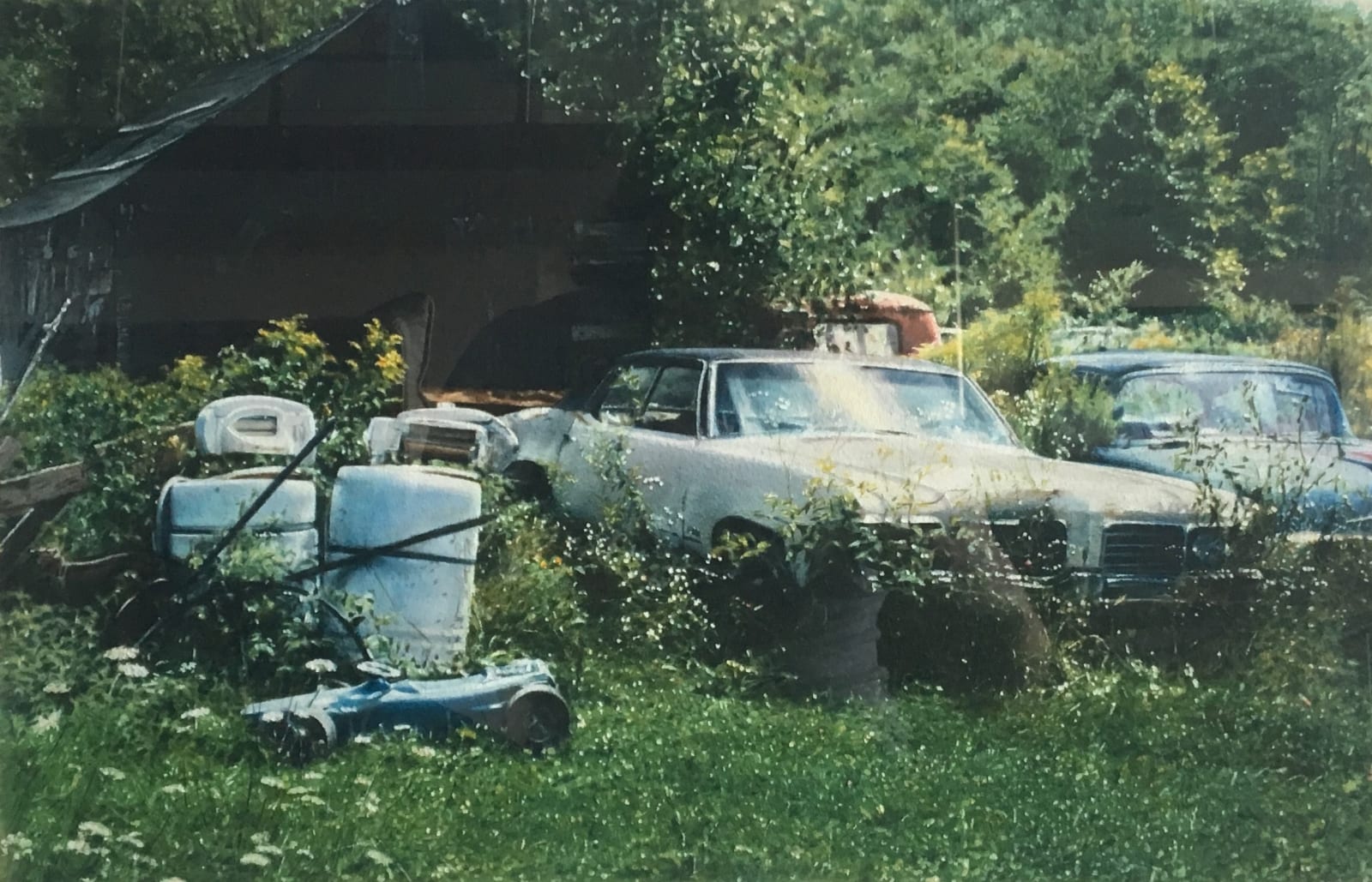 John Salt, Two Cars in a Field , 1987