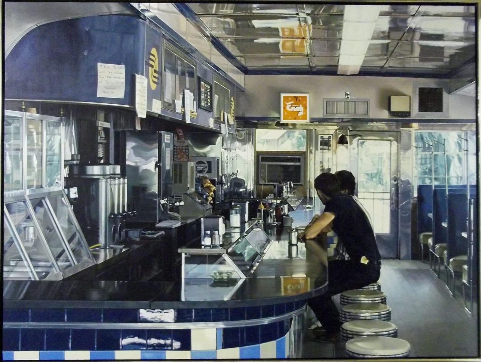 Ralph Goings, Blue Diner with Figures
