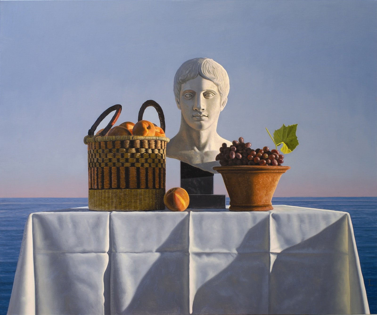David Ligare, STILL LIFE WITH PEACHES, GRAPES AND BUST
