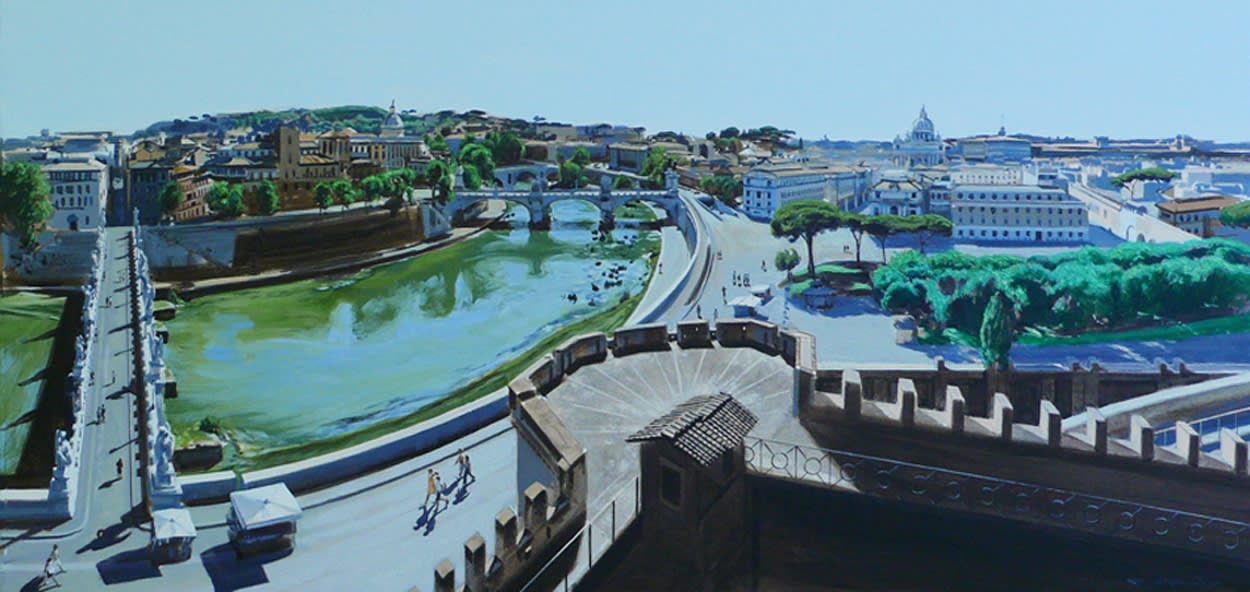 David Wheeler, Tiberis Quo Vardis (View from Castel St Angelo overlooking the River Tiber Rome) Study, 2009