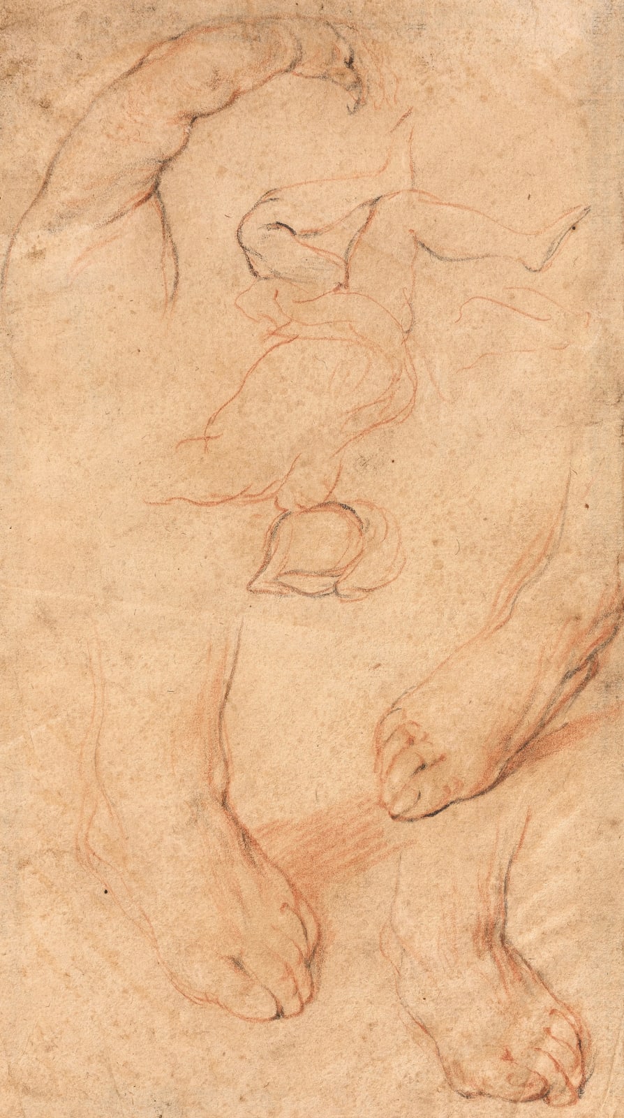 Attributed to Jacob Jordaens (Antwerp 1593 – 1678), Study of Feet and a Figure Sketch, c. 1615 - 1620