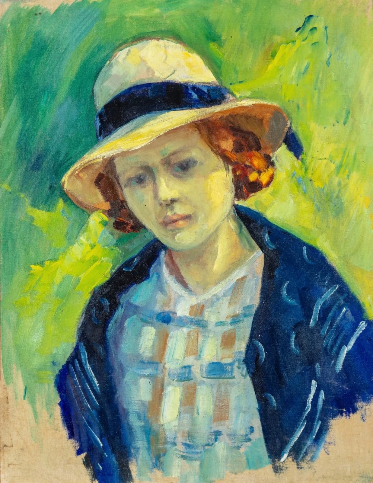 Robert Antoine PINCHON (Rouen 1886 – Bois-Guillaume 1943), Portrait of Geneviève Pinchon in a Hat (believed to represent the artist’s daughter)