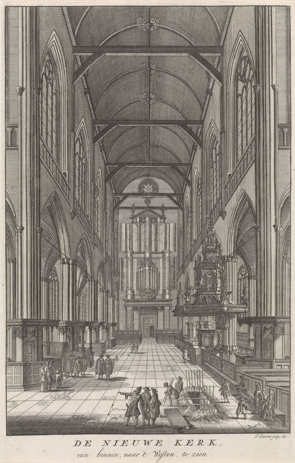 Jan GOEREE (Middleburg 1670 - 1731 Amsterdam), Interior of Amsterdam's Nieuwe Kerk