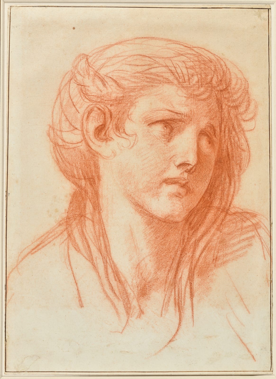 Attributed to Jean-Baptiste GREUZE (Tournus 1725 - 1805 Paris), Study of head of a girl, expressive head (recto) Study of head of a girl (verso)