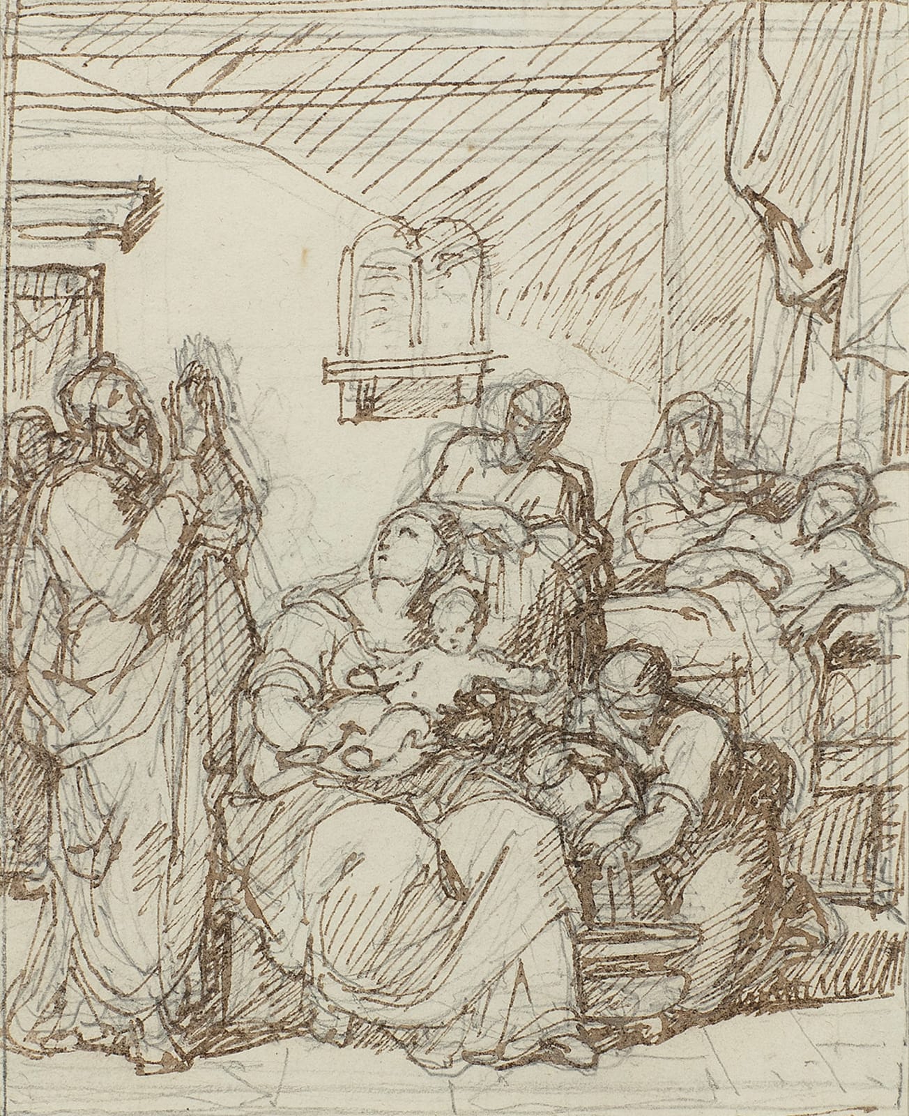 Vincenzo CAMUCCINI (Rome 1771 - 1844), The Birth of Saint John the Baptist, recto and verso