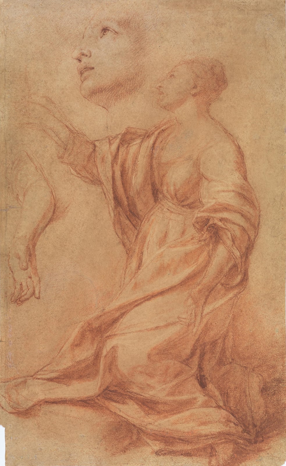 Studio of Carlo Maratti (or Maratta) (Camerano 1625 – Rome 1713), Studies of a kneeling female figure, an arm, a hand, and a head in profile, c. 1700