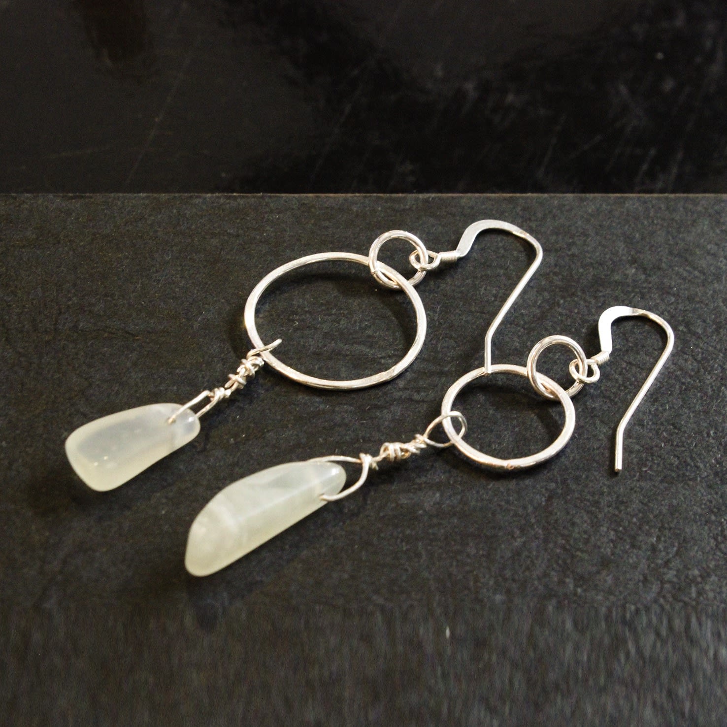 Lucy Coyne, Silver earrings, links with semi precious stone, 2018