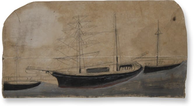 Alfred Wallis, Three Sailing Boats in Harbour