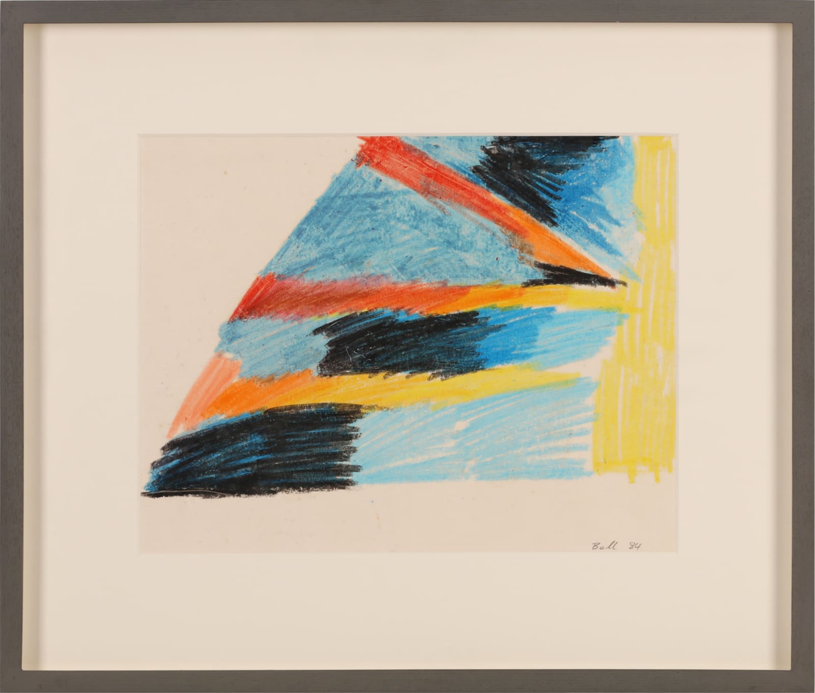 Trevor Bell RA, Abstract composition, blue red and yellow, 1984