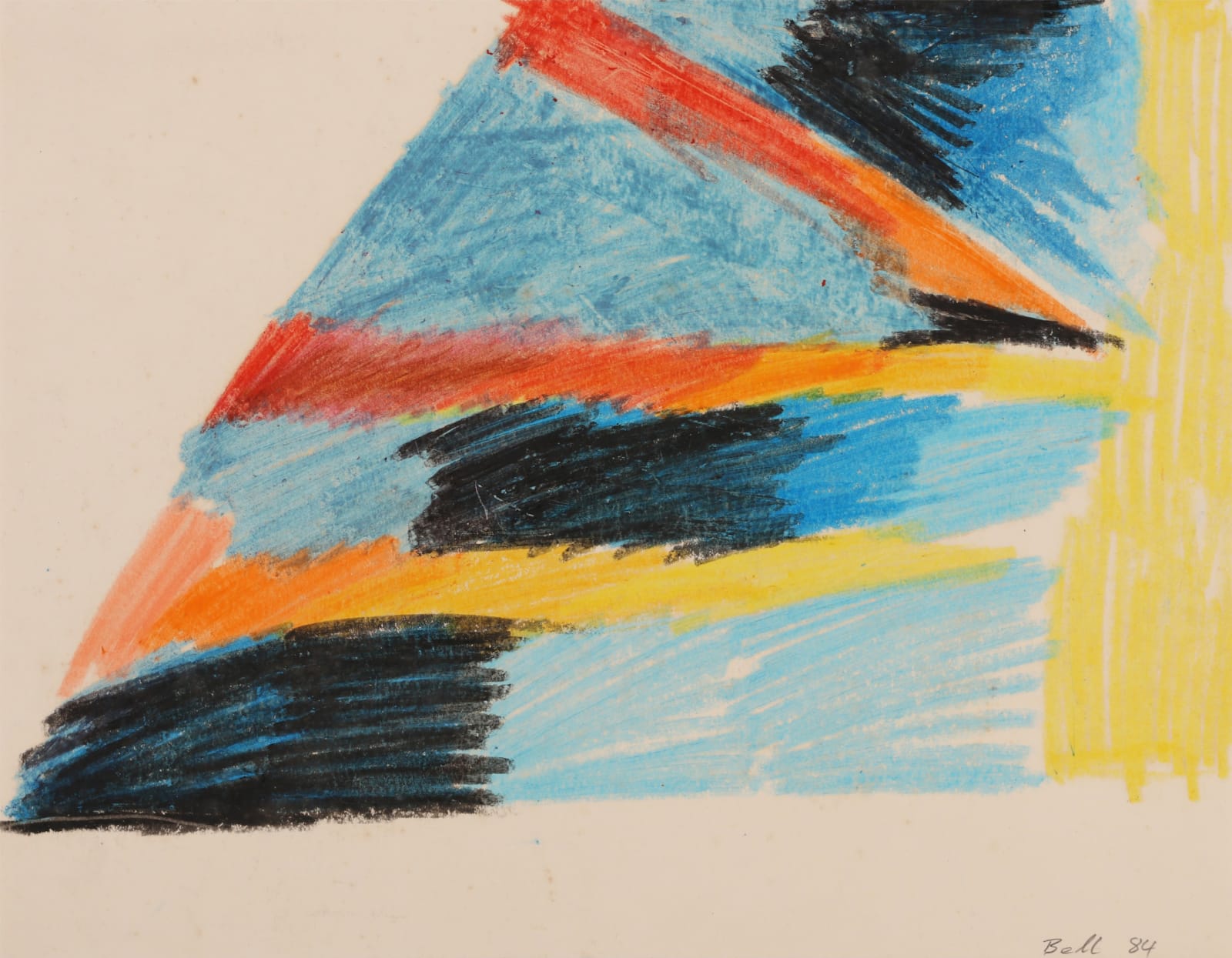Trevor Bell RA, Abstract composition, blue red and yellow, 1984