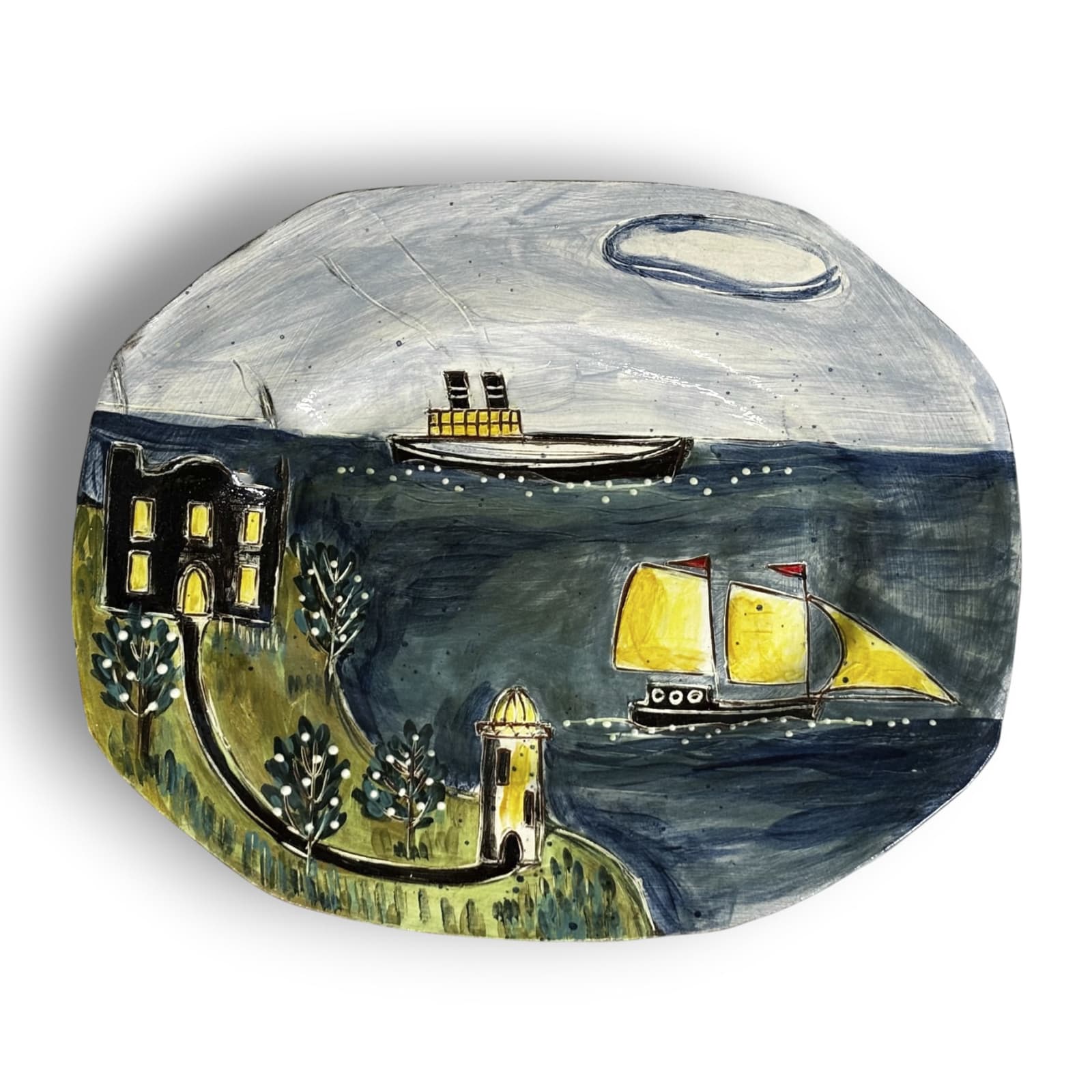 Anne Barrell, Black House - Octagonal Platter, 2025