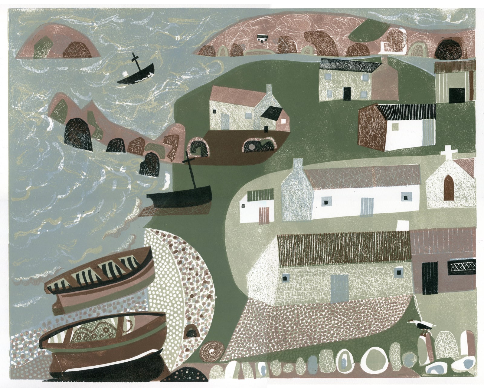 Melvyn Evans, Coastal Fishing Village, 2021