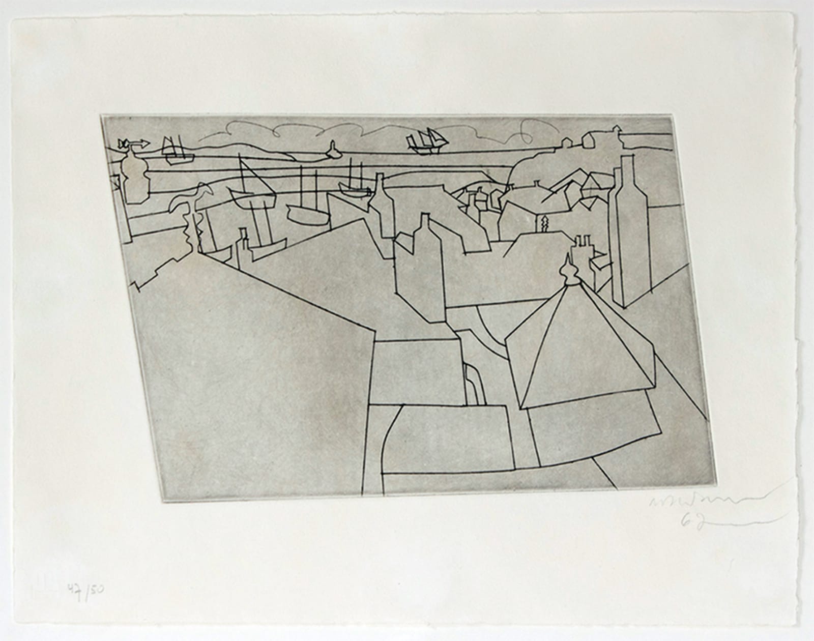 Ben Nicholson OM, St Ives from Trezion (Lafranca 43), 1967