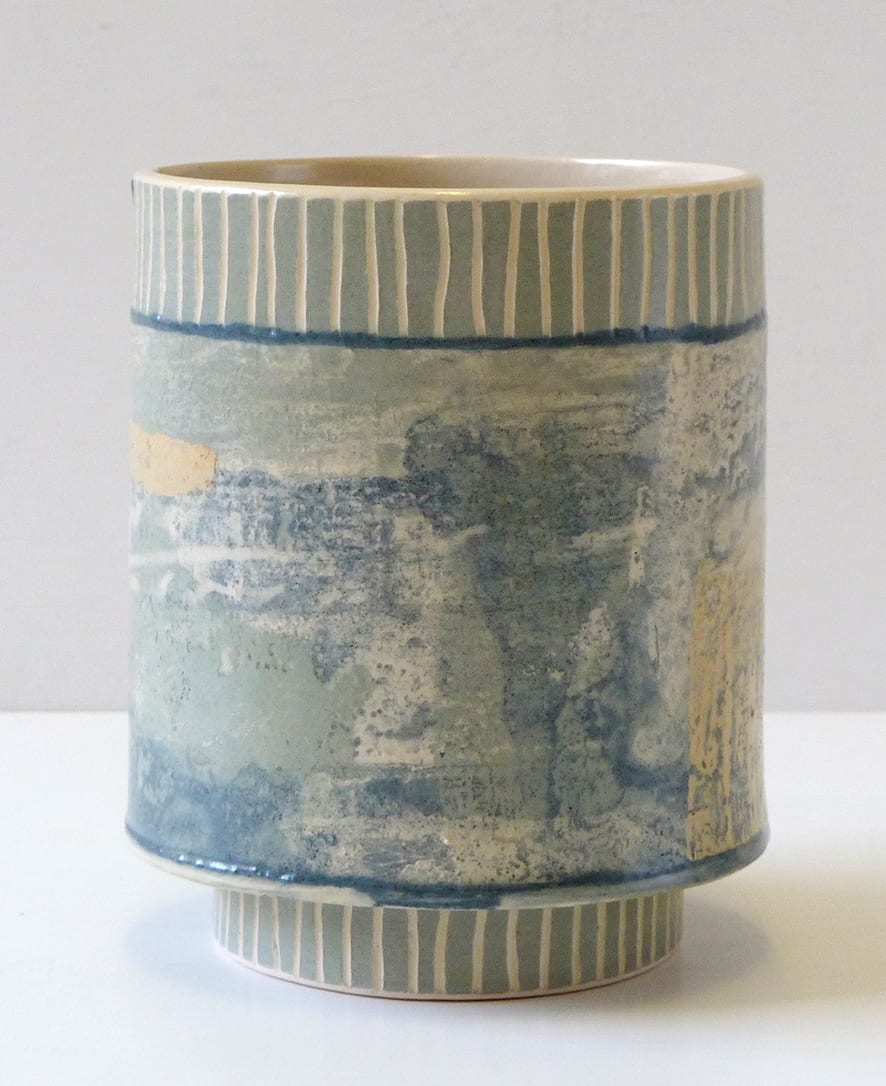 Emily-Kriste Wilcox, Small Vessel, Pale Grey Fine Strop, Navy Joins and Sandy Orange Accent, 2017