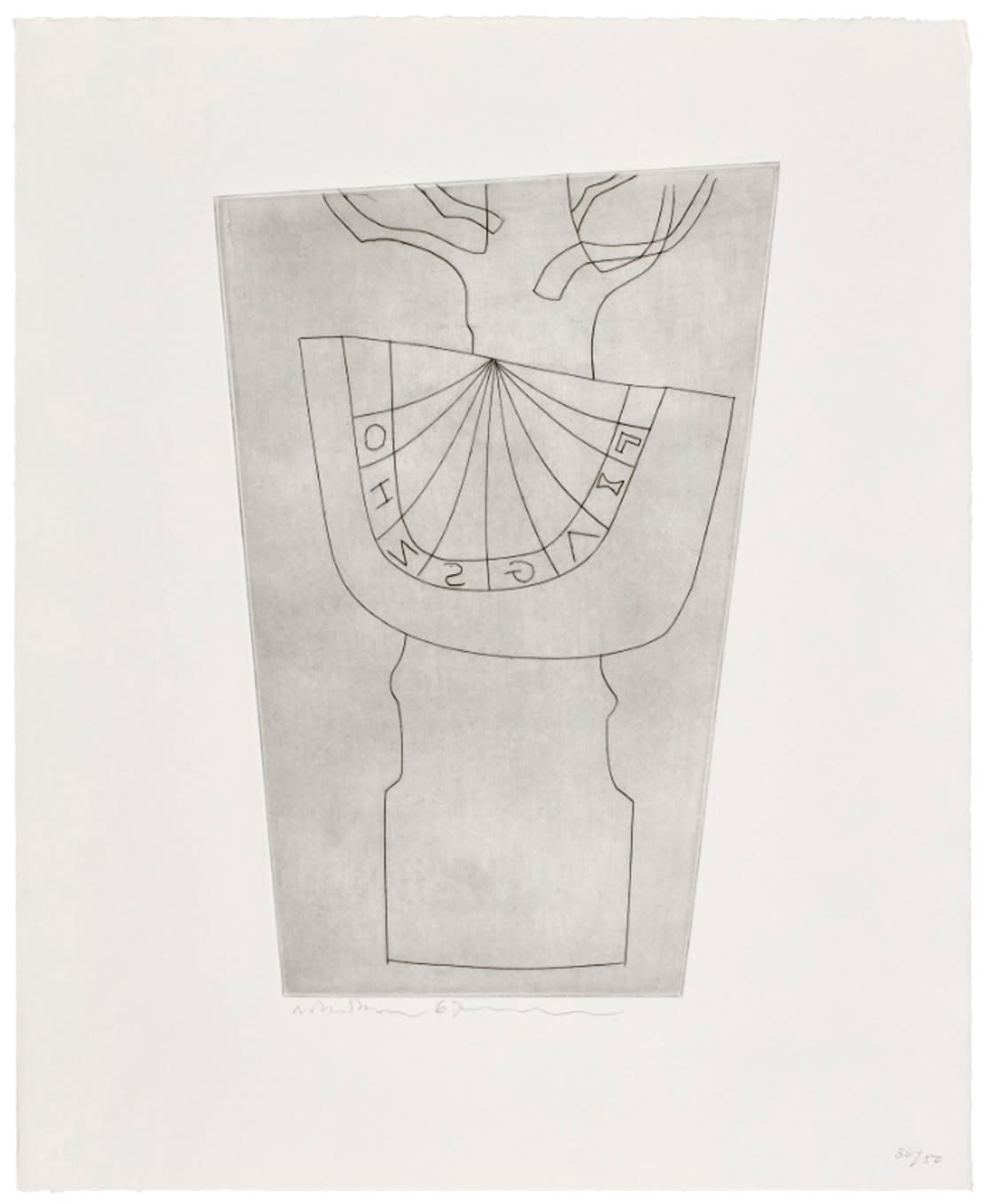 Ben Nicholson OM, Turkish Sundial & Tree (Lafranca 61), 1967