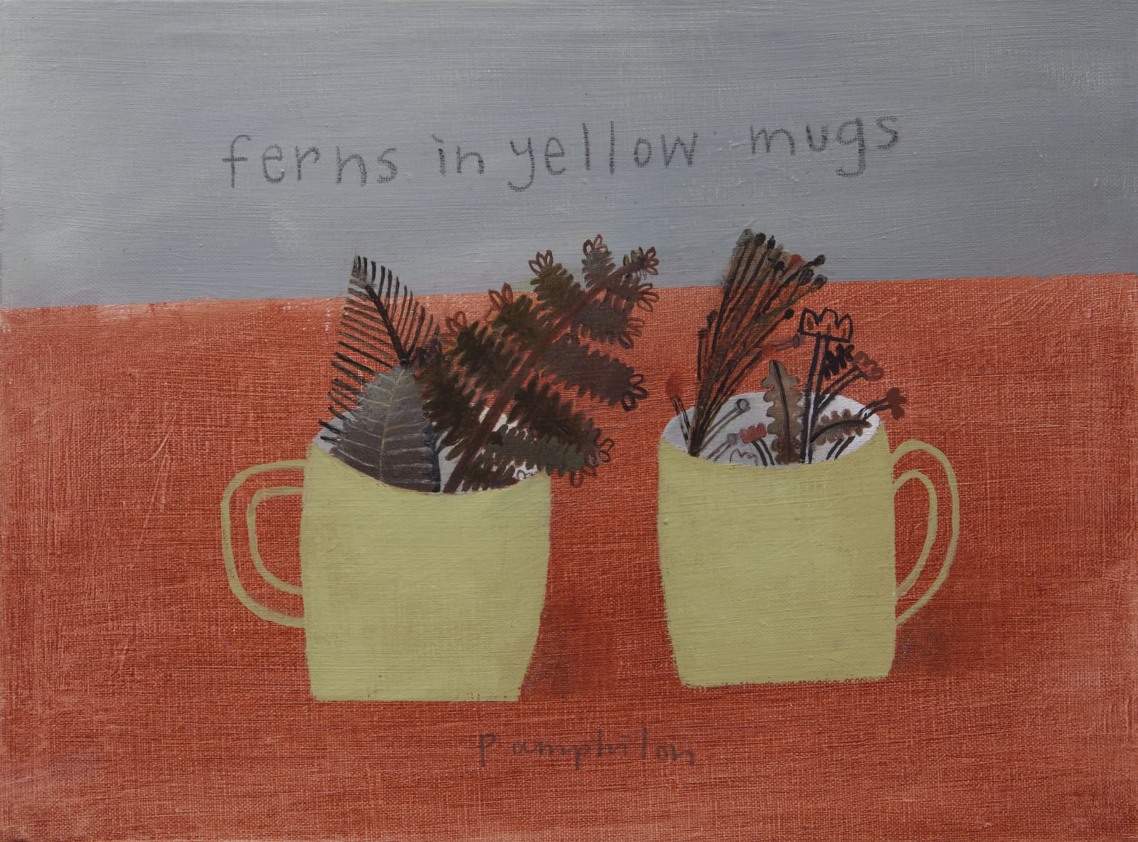 Elaine Pamphilon, Ferns in Yellow Mugs