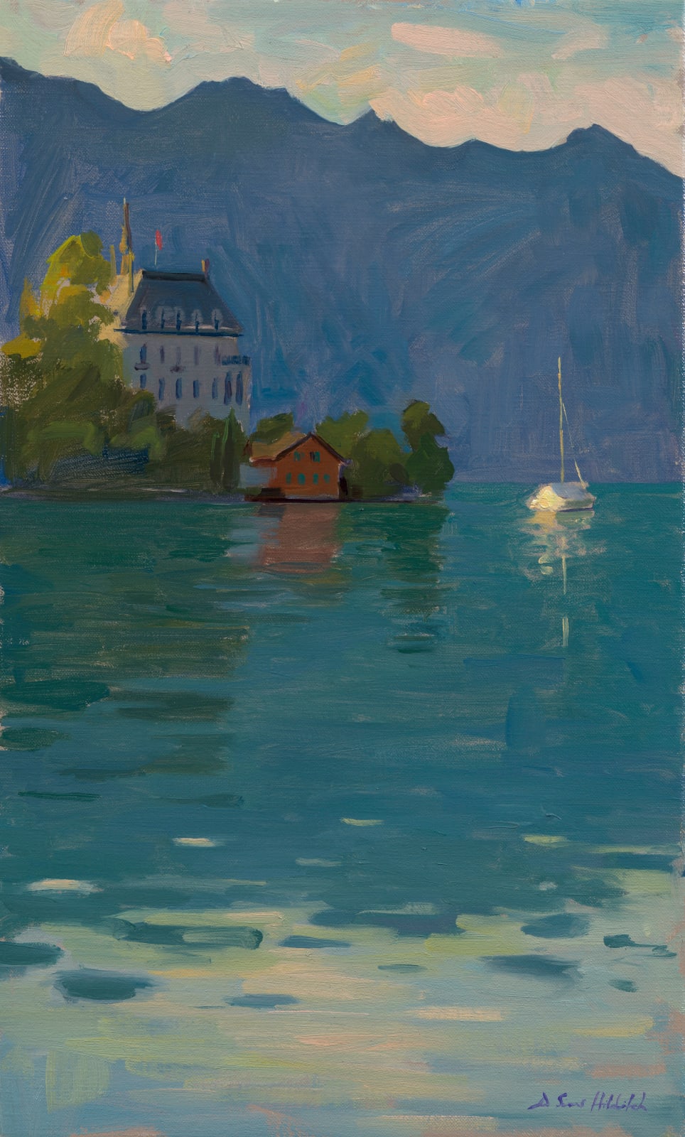 Daisy Sims Hilditch, Twilight at Iseltwald, Lake Brienz