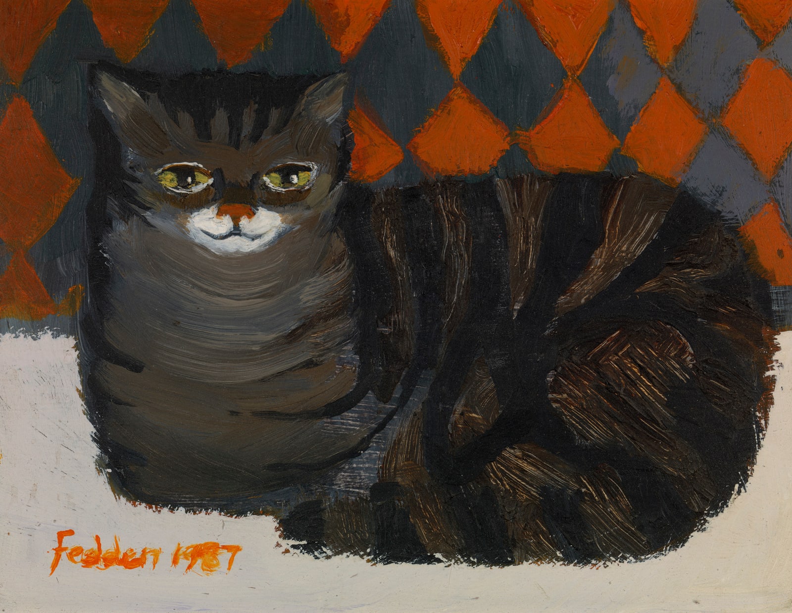Mary Fedden, Tabby Cat, 1987
