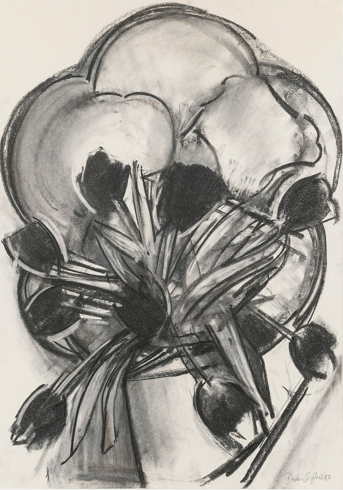Dennis Creffield, Tulips with tray, 1987