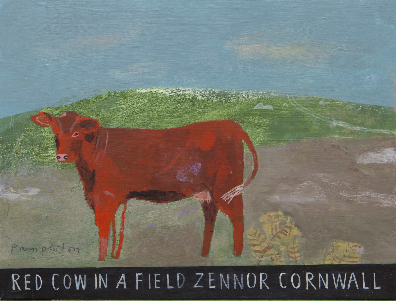 Elaine Pamphilon, Red Cow in a Field, Zennor Cornwall