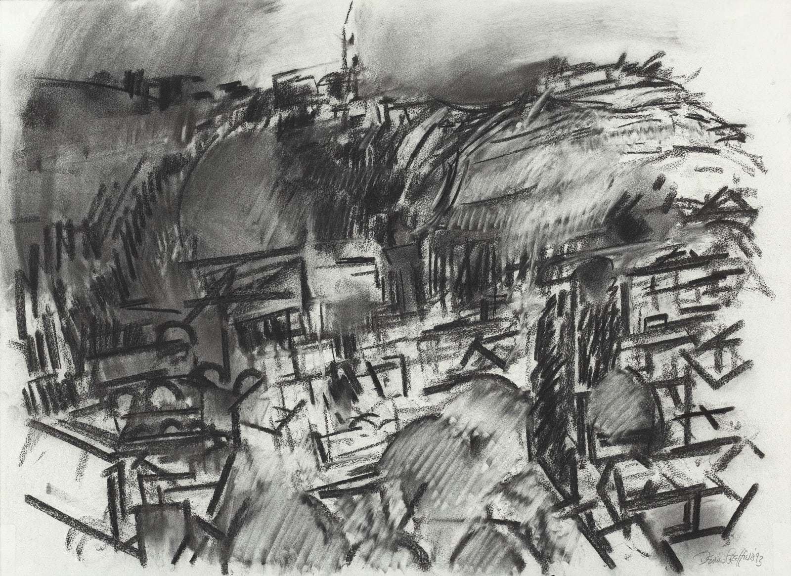 Dennis Creffield, Jerusalem: Mount of Olives and Dome of the Rock from Petra Hotel, 1993