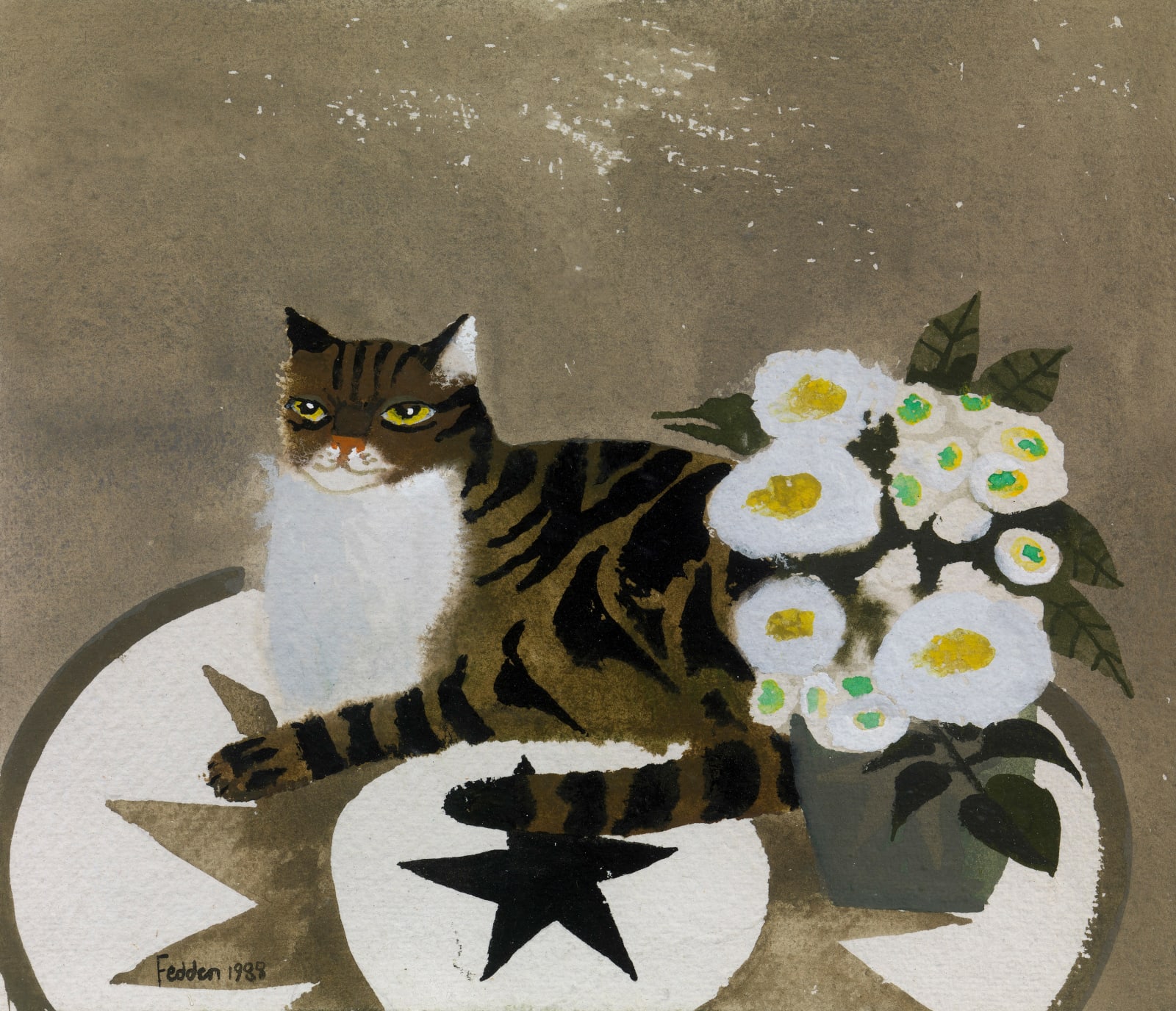 Mary Fedden, Cat on a Table, 1988