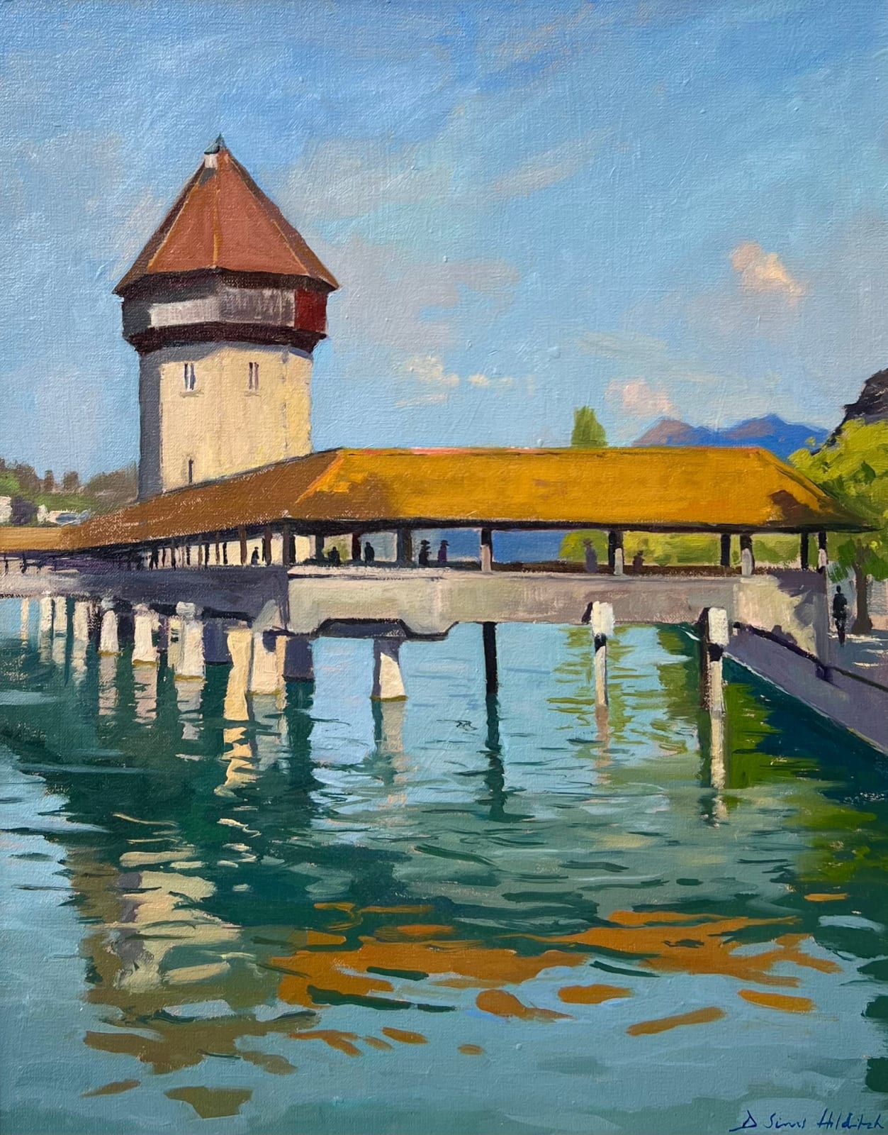 Daisy Sims Hilditch, Spring, the Chapel Bridge at Lucerne, 2022