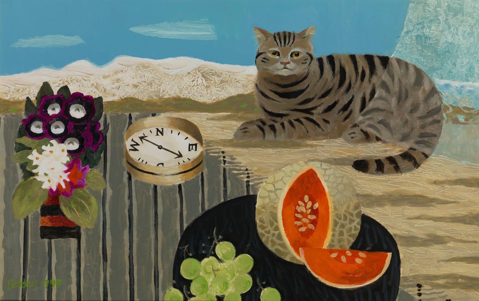 Mary Fedden, Cat and compass, 1999