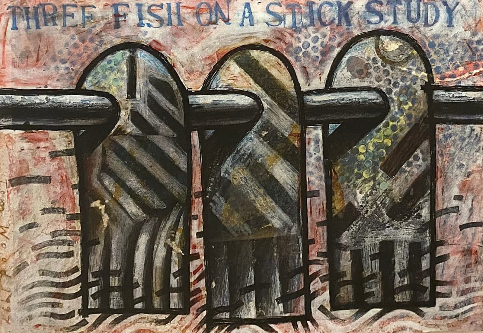 Tom Wood, Three Fish on a Stick Study, 1987