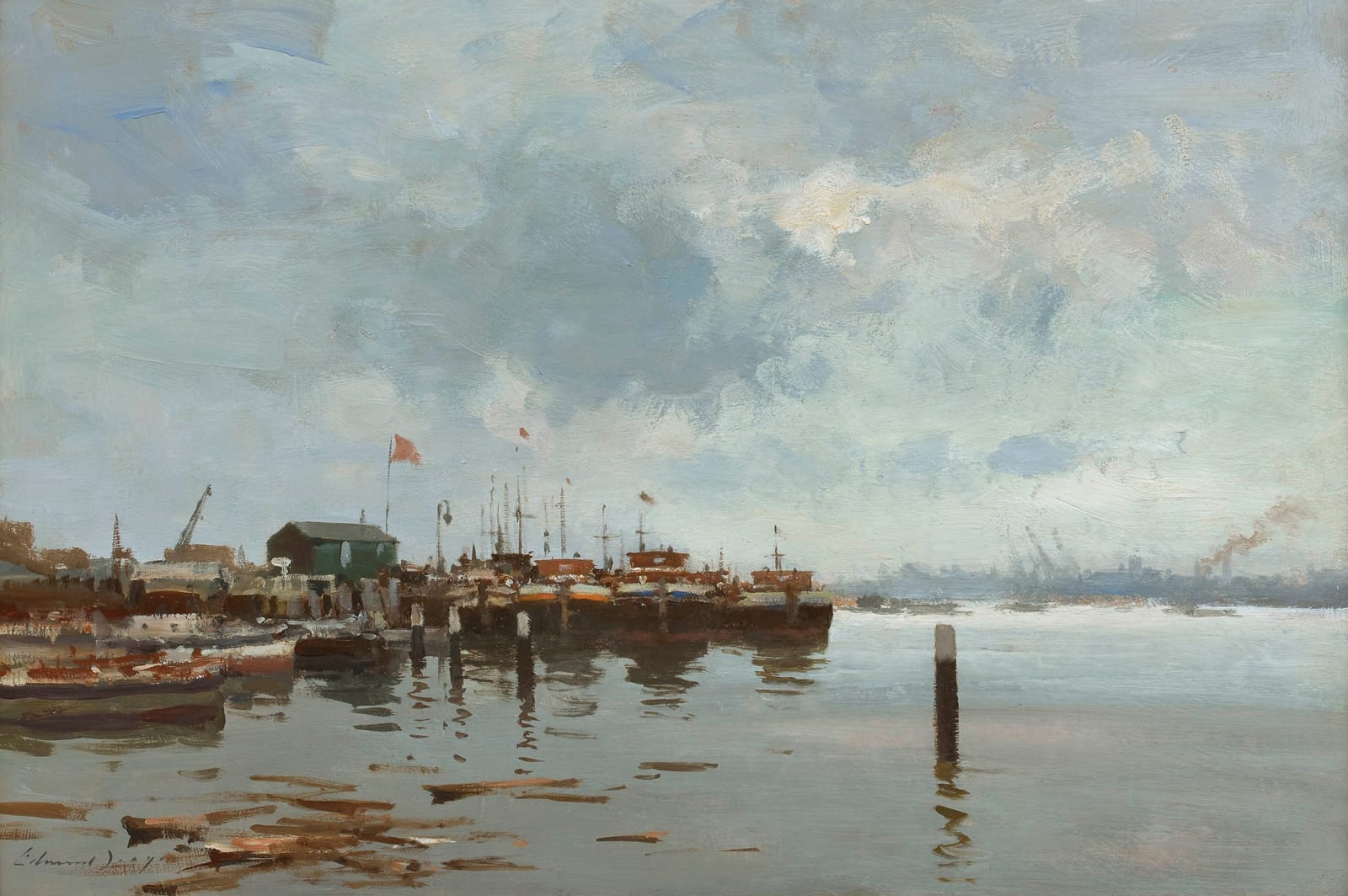 Edward Seago, 50. Barges at Anchor, Amsterdam