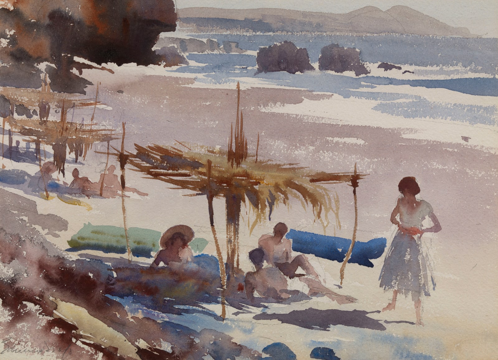 Edward Seago, Beach Scene, Spanish Coast