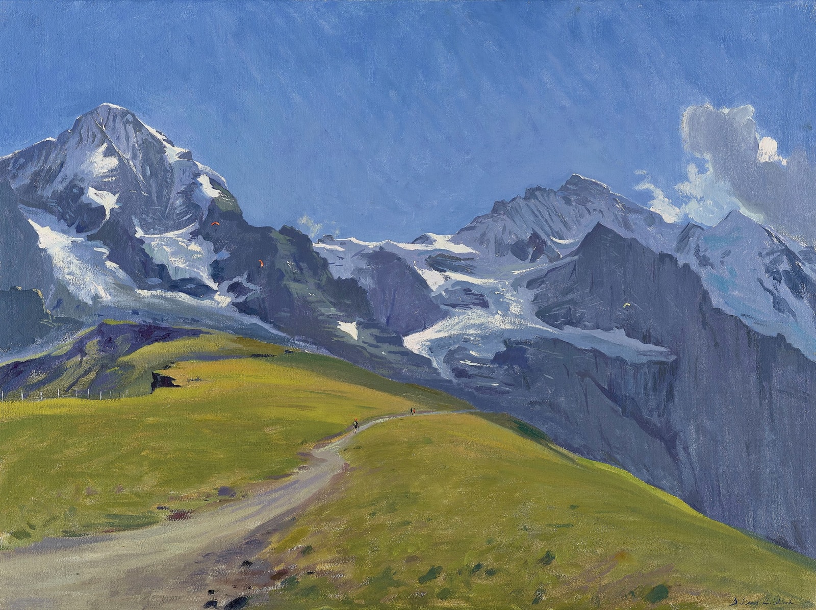 Daisy Sims Hilditch, Paragliders by the Monch and Jungfrau