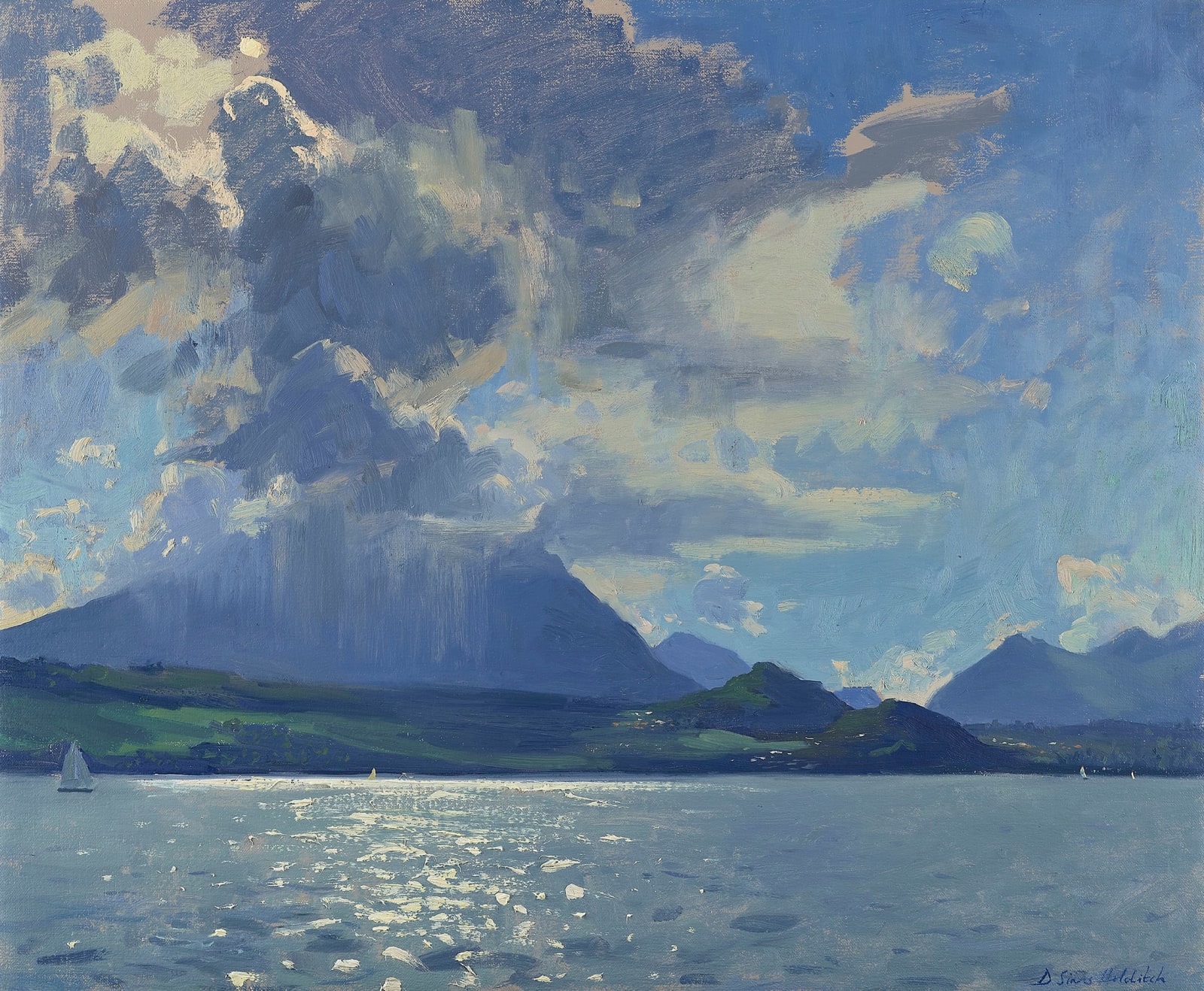 Daisy Sims Hilditch, Stormy Light towards Niesen, Lake Thun
