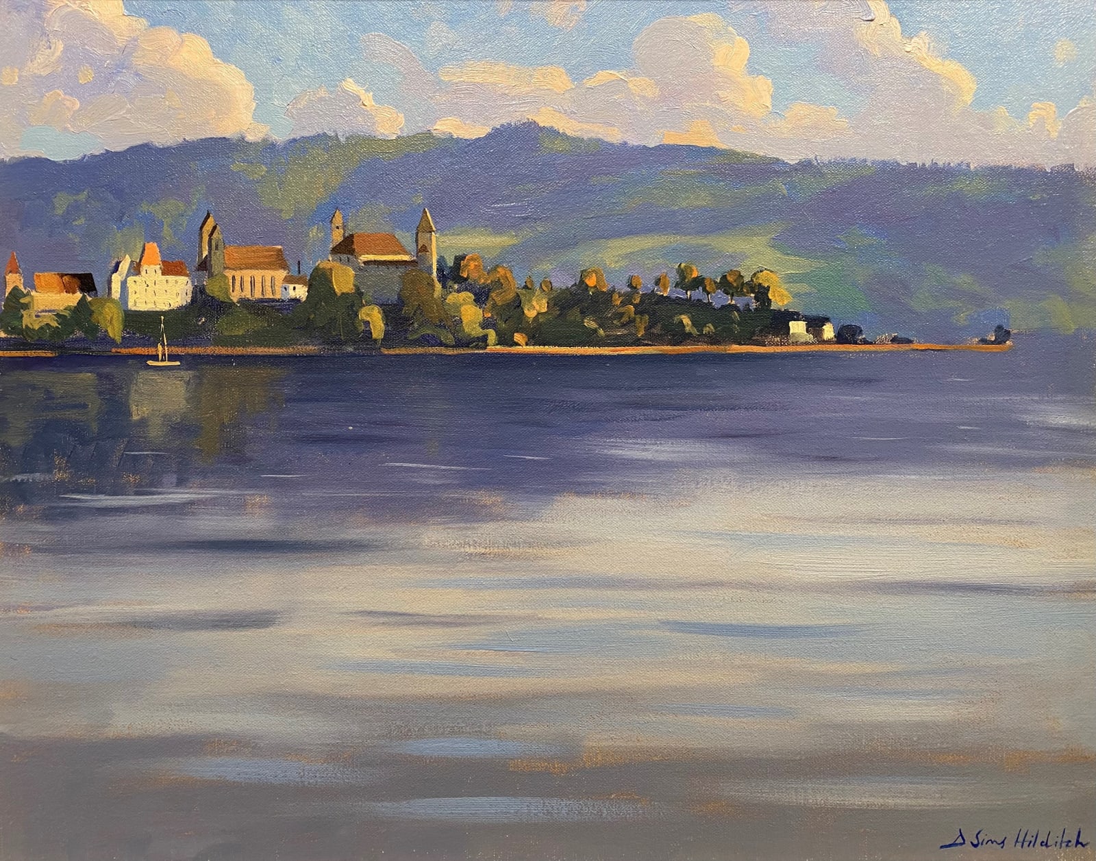 Daisy Sims Hilditch, Twilight view of Rapperswil Castle, 2023