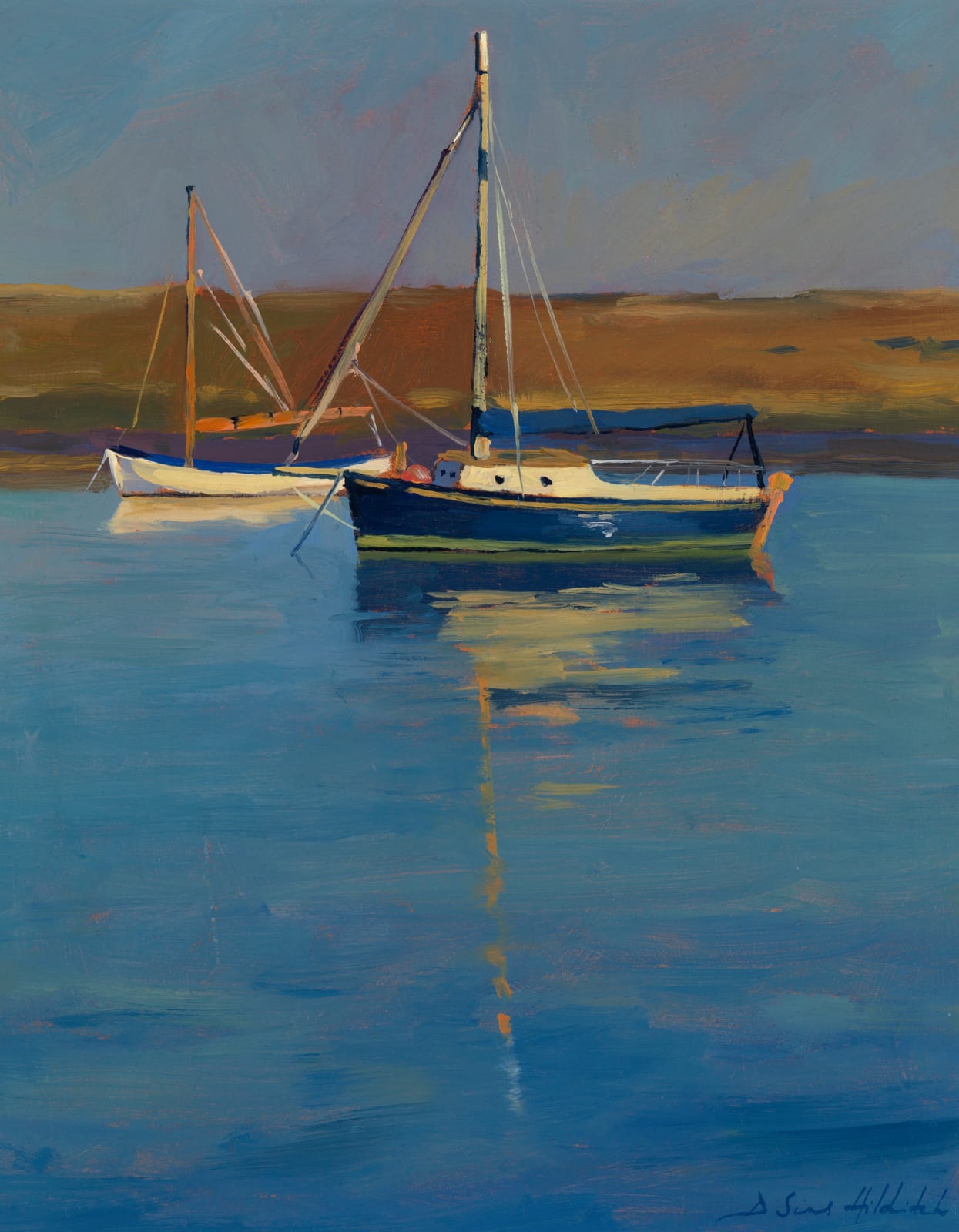 Daisy Sims Hilditch, Early morning boats at Burnham Overy Staithe, 2022