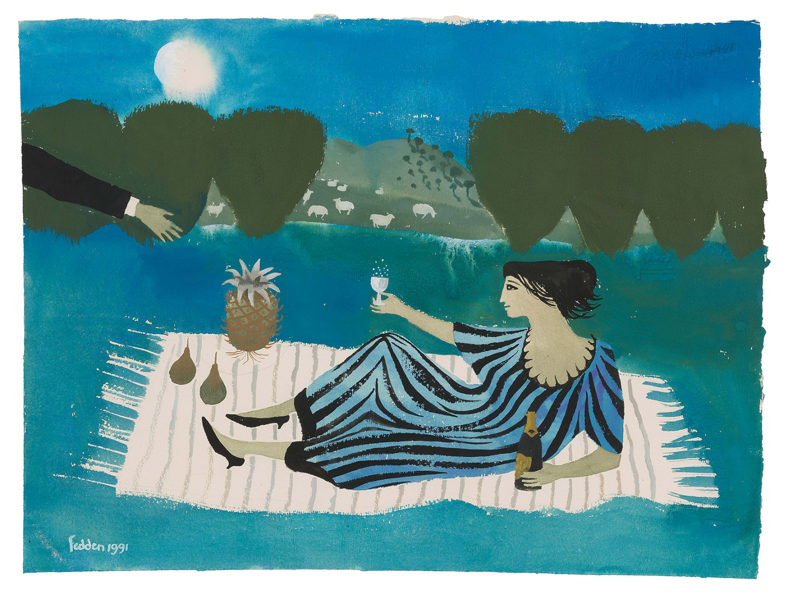 Mary Fedden, The Striped Dress, 1991