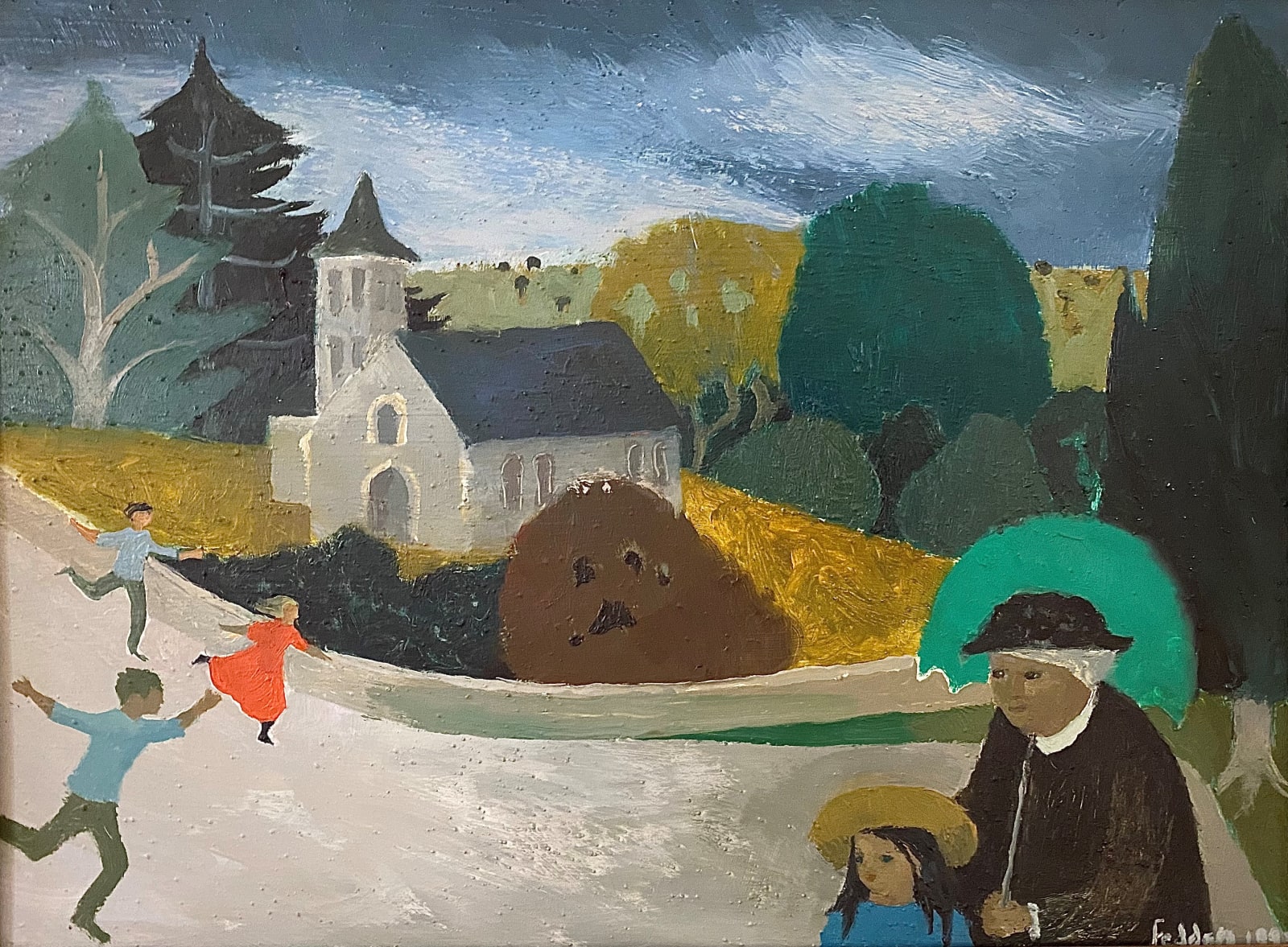 Mary Fedden, Figures in a landscape, 1994