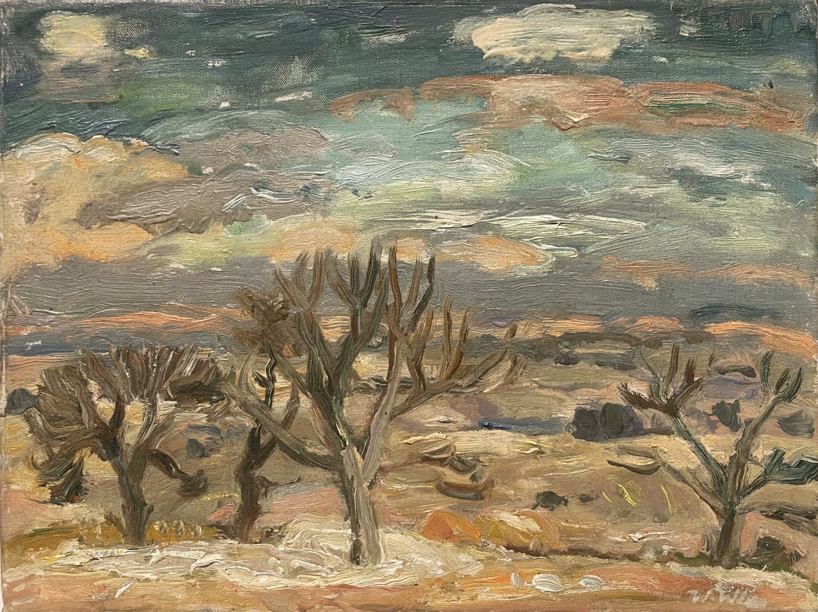 Sir William Gillies, Winter trees at sunset, c.1940s