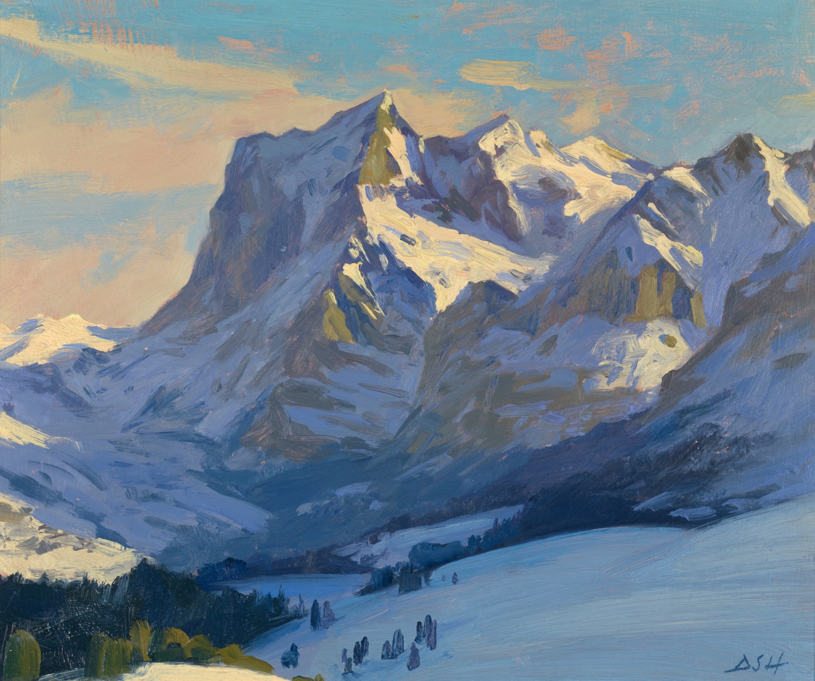 Daisy Sims Hilditch, Early morning, first light on the Wetterhorn, 2023